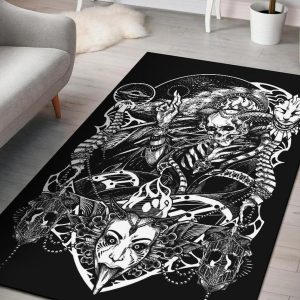 Skull Demon Bizarre Satanic Area Rug Skull Occult Decor Gothic Home Decor