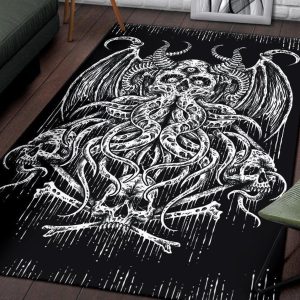Skull Demon Octopus Area Rug Gothic Home Decor