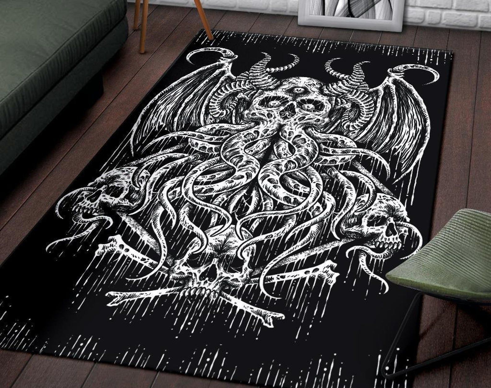 Skull Demon Octopus Area Rug Gothic Home Decor Skull Demon Octopus Area Rug Gothic Home Decor