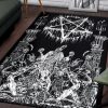 Skull Demon Satanic Pentagram Drip Doom Priest Area Rug Gothic Home Decor