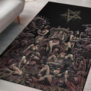 Skull Demon Satanic Pentagram Nymphomania Witch Throne Area Rug Gothic Home Decor
