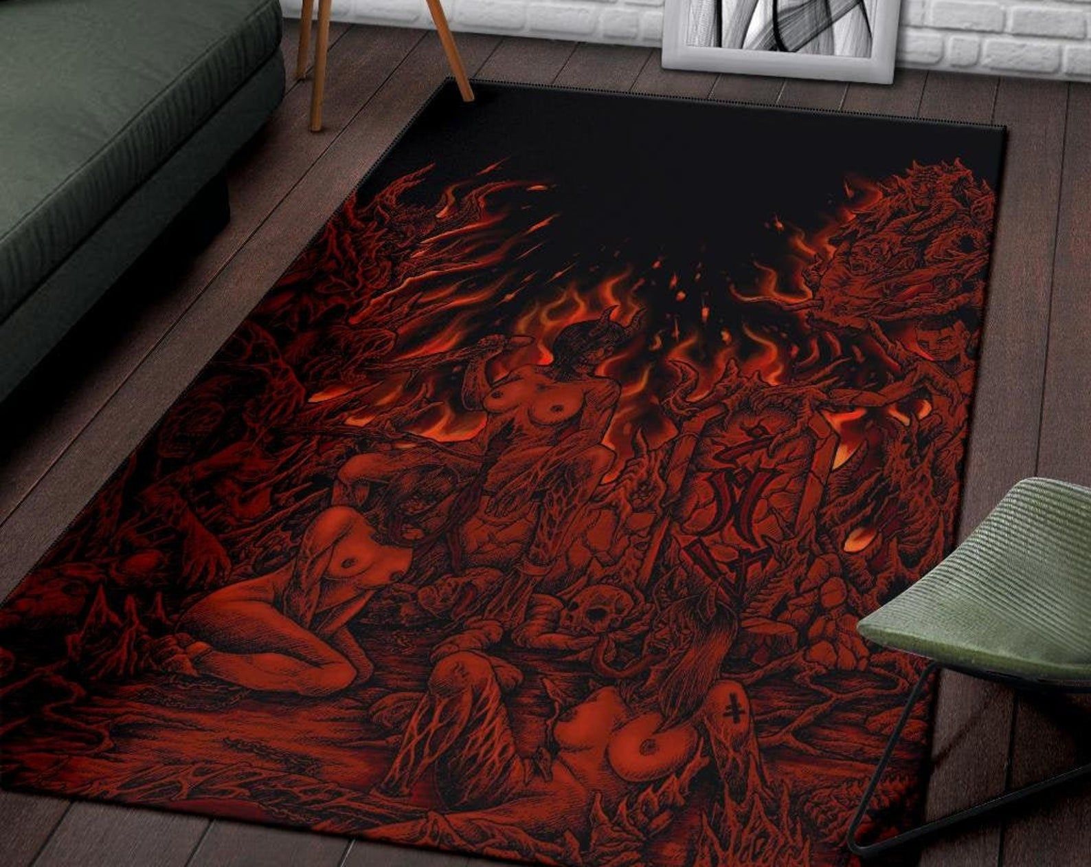 Skull Demon Satanic Unholy Lust Area Rug Awesome New Flames Of Hell Color Gothic Home Decor Skull Demon Satanic Unholy Lust Area Rug Awesome New Flames Of Hell Color Gothic Home Decor