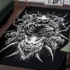 Skull Demon Wolf Area Rug Large Print Original Black And White Gothic Home Decor