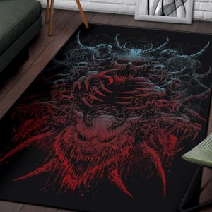 Skull Demon Wolf Area Rug Skull Werewolf Area Rug Gothic Home Decor