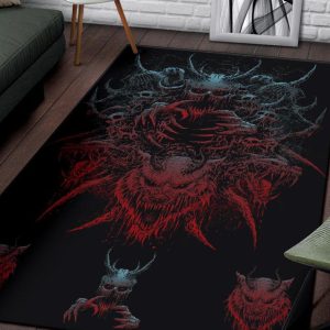 Skull Demon Wolf With Glowing Demon And Wolf Eyes Color Area Rug Gothic Home Decor