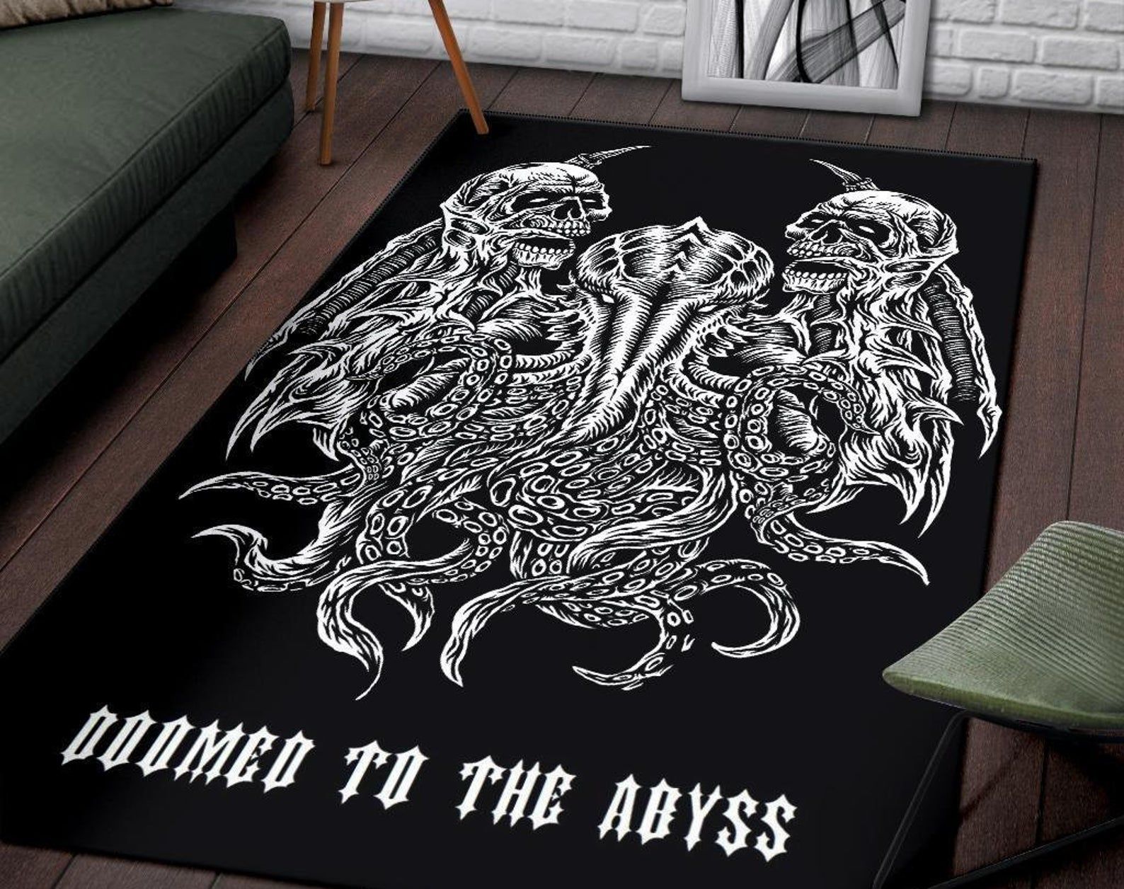Skull Demonic Octopus Area Rug Skull Room Decor Rug Gothic Home Decor Skull Demonic Octopus Area Rug Skull Room Decor Rug Gothic Home Decor