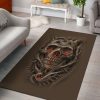 Skull Dragon Brown Rug Handcrafted Living Room Rug