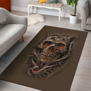 Skull Dragon Brown Rug Handcrafted Living Room Rug