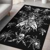 Skull Goth Evil Spider Fly Area Rug Black And White Gothic Home Decor