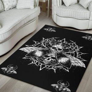 Skull Goth Fly Part 2 Area Rug Gothic Home Decor