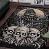 Skull Goth Occult Crow Area Rug Gothic Home Decor