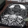 Skull Goth Occult Crow Eye New Dark Bright White Area Rug Gothic Home Decor