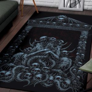 Skull Gothic Bat Skull Death Shrine Area Rug Color Gothic Home Decor