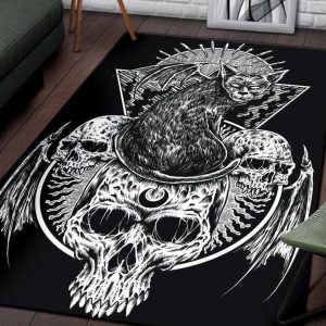 Skull Gothic Cat Area Rug Gothic Home Decor