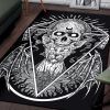 Skull Gothic Cat Area Rug Original Black And White Gothic Home Decor