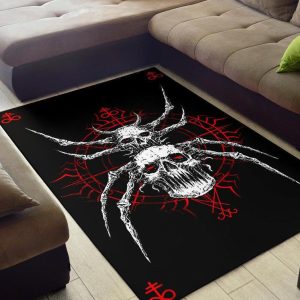 Skull Gothic Satanic Spider Area Rug Red Gothic Home Decor
