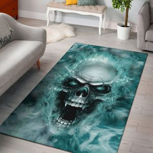 Skull Green Smokey Rug Home Decor Living Room Rug