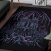Skull Headless Savior Inverted Cross Hooded Batwing Demon Serpent Area Rug Blue Pink Gothic Home Decor