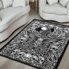 Skull Occult Crow Moth Area Rug Black And White Gothic Home Decor