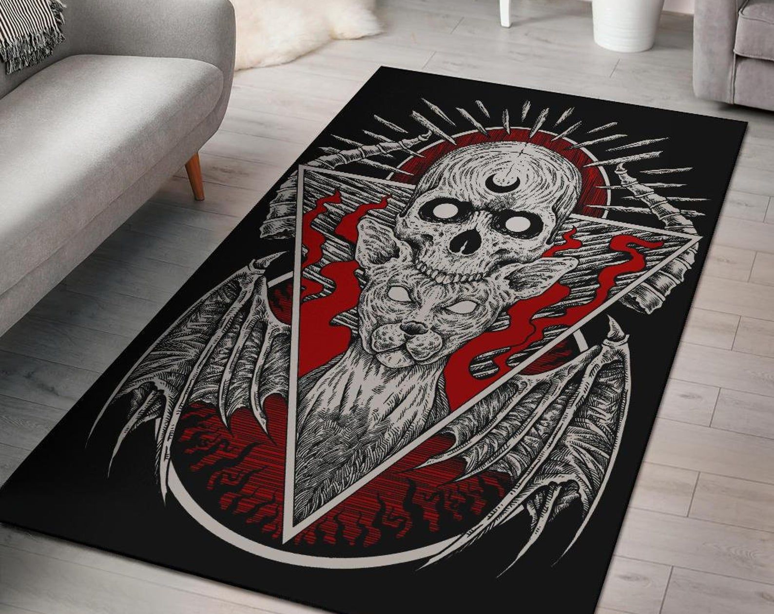 Skull Occult Gothic Cat Area Rug New Red Version Skull Rug Skull Occult Rug Skull Home Decor Gothic Home Decor Skull Occult Gothic Cat Area Rug New Red Version Skull Rug Skull Occult Rug Skull Home Decor Gothic Home Decor