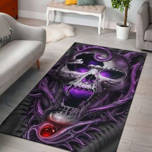 Skull Purple Dragon Area Rug Living Room Rug