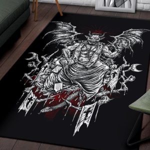 Skull Satanic Belial Area Rug Satanic Skull Rug Gothic Home Decor