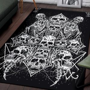 Skull Satanic Cross Area Rug Skull Cross Lucifer Rug Gothic Home Decor