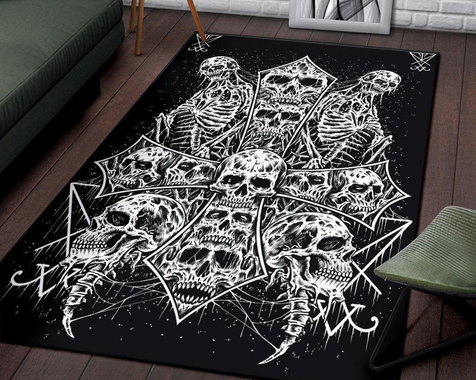 Skull Satanic Cross Area Rug Skull Cross Lucifer Rug Gothic Home Decor Skull Satanic Cross Area Rug Skull Cross Lucifer Rug Gothic Home Decor