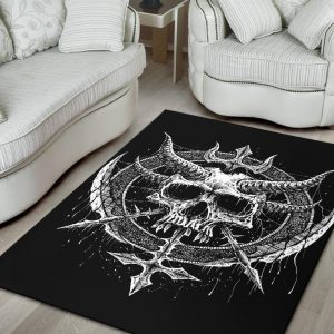 Skull Satanic Cross Dagger Demon Blade Area Rug Gothic Home Decor