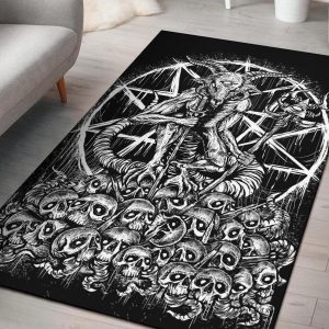Skull Satanic Cyclops Goat Area Rug Skull Satanic Goat Gothic Home Decor