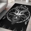 Skull Satanic Demon Goat Satanic Pentagram Serpent Area Rug Large Goat Version Black And White Gothic Home Decor