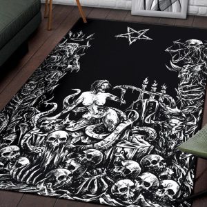 Skull Satanic Demon Satanic Pentagram Lust Of The Damned Area Rug Gothic Home Decor