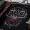Skull Satanic Glowing Demon Horn With Serpents Color Version Area Rug Gothic Home Decor
