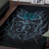 Skull Satanic Goat Demon Wing Area Rug Awesome Blue Gothic Home Decor