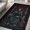 Skull Satanic Goat Satanic Pentagram Serpent Delivered To The Pearly Gates Area Rug Color Version Gothic Home Decor