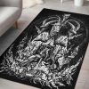 Skull Satanic Goat Zombie Crow Feast Area Rug Satanic Rugs Gothic Home Decor