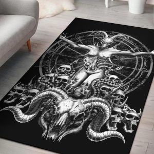 Skull Satanic New Demon Goat Woman Area Rug Gothic Home Decor