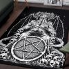 Skull Satanic Pentagram Demon Bat Wing Octopus Skull Throne Area Rug Gothic Home Decor