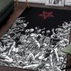 Skull Satanic Pentagram Demon Nymphomania And Loving It Area Rug Black And White Gothic Home Decor