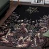 Skull Satanic Pentagram Demon Nymphomania And Loving It Area Rug Color Version Without Pentagram Gothic Home Decor