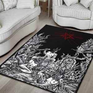 Skull Satanic Pentagram Demon Unholy Lust Area Rug Pentagram Gothic Home Decor