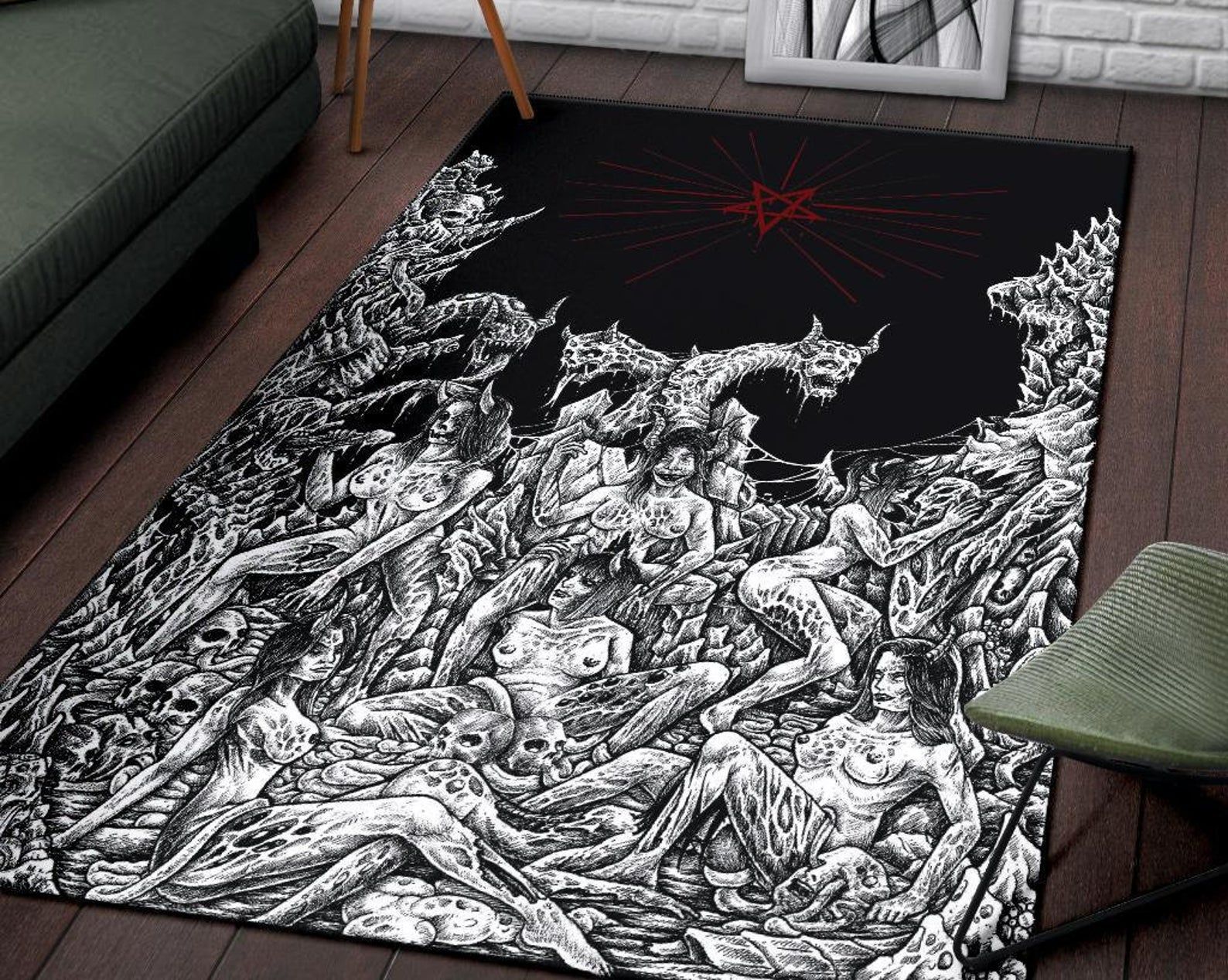 Skull Satanic Pentagram Demon Unholy Lust Part 2 Area Rug No Pentagram By Request Gothic Home Decor Skull Satanic Pentagram Demon Unholy Lust Part 2 Area Rug No Pentagram By Request Gothic Home Decor