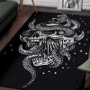 Skull Serpent Glowing Yellow Eye Area Rug Skull Room Decor Gothic Home Decor