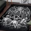Skull Skeleton Demon Octopus Satanic Pentagram Area Rug Black And White Gothic Home Decor