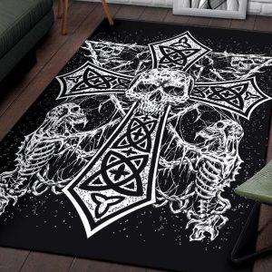 Skull Skeleton Gothic Satanic Cross Area Rug Gothic Home Decor