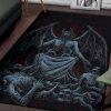 Skull Skeleton Satanic Bat Wing Demon God Area Rug Color Gothic Home Decor