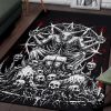 Skull Skeleton Satanic Goat Eternal Impaled Torment Skull Candle Trophy Area Rug Black And White Red Gothic Home Decor