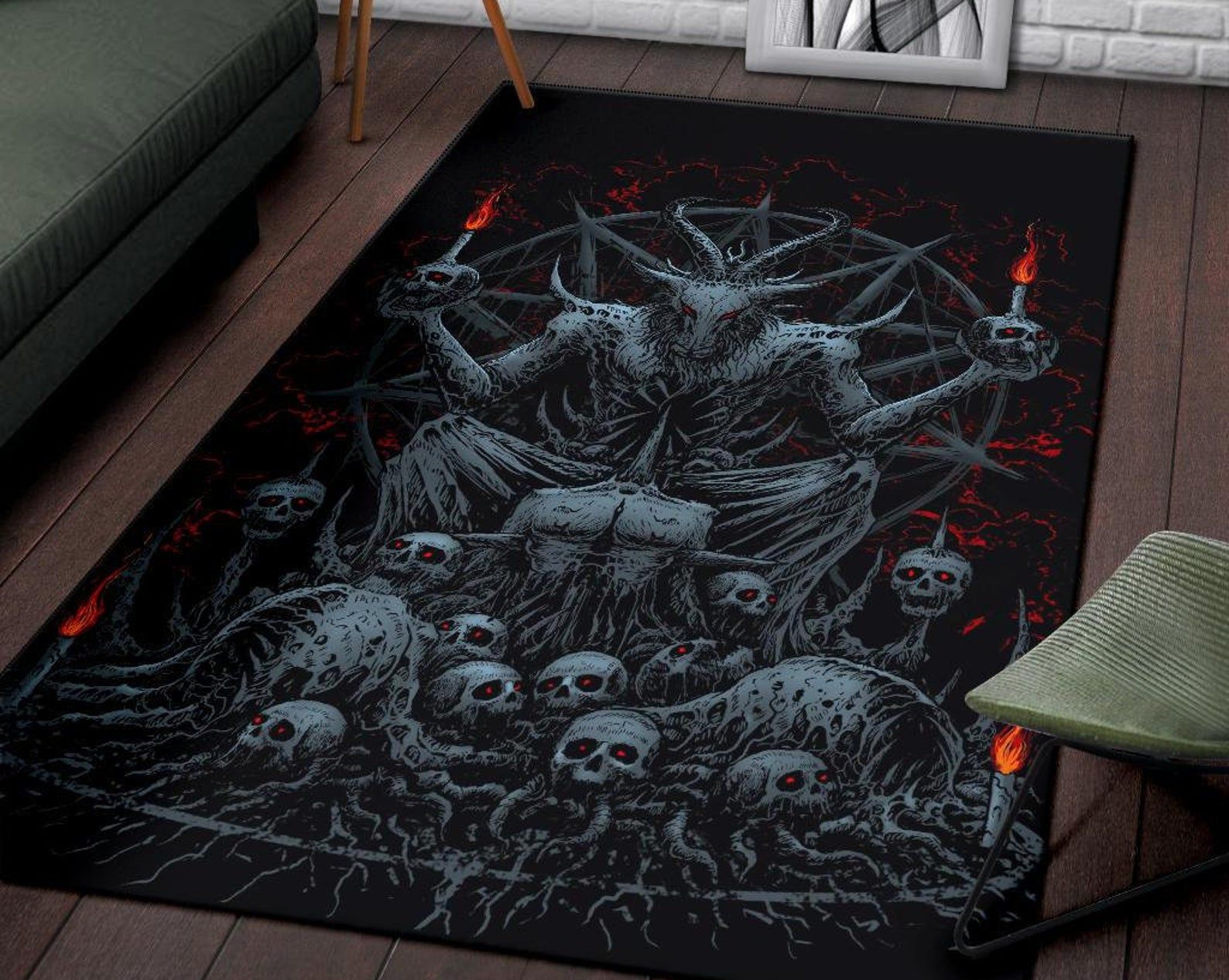 Skull Skeleton Satanic Goat Eternal Impaled Torment Skull Candle Trophy Area Rug Color Gothic Home Decor Skull Skeleton Satanic Goat Eternal Impaled Torment Skull Candle Trophy Area Rug Color Gothic Home Decor