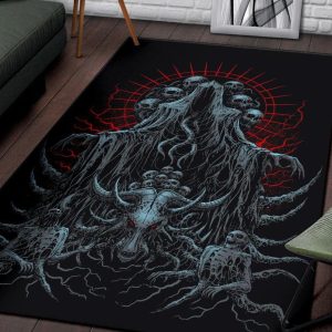 Skull Skeleton Satanic Goat Hooded Demon Area Rug Color Gothic Home Decor
