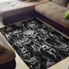 Skull Smoke Area Rug Black And White Gothic Home Decor